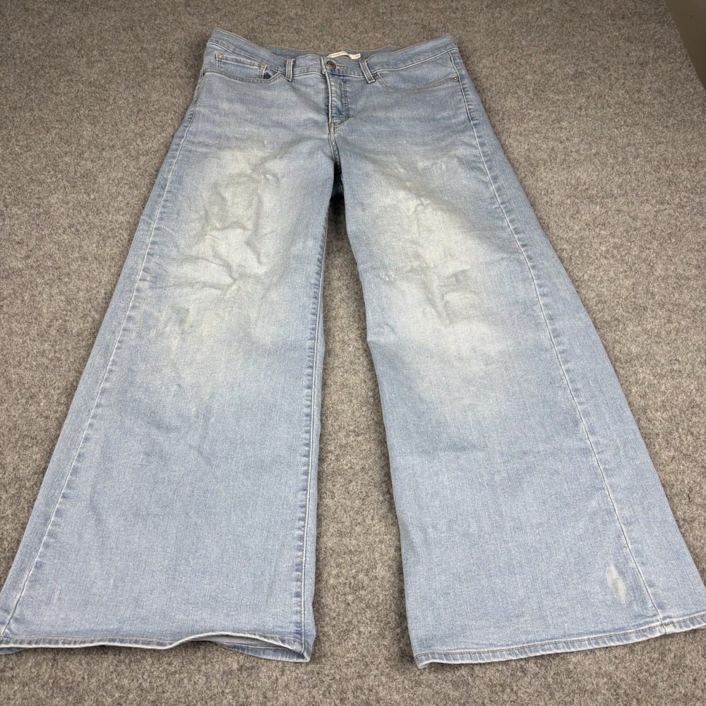 Levi's 318 Shaping Wide Leg‎ Jeans Women's 32 Baggy Light Wash Skater Blue Denim